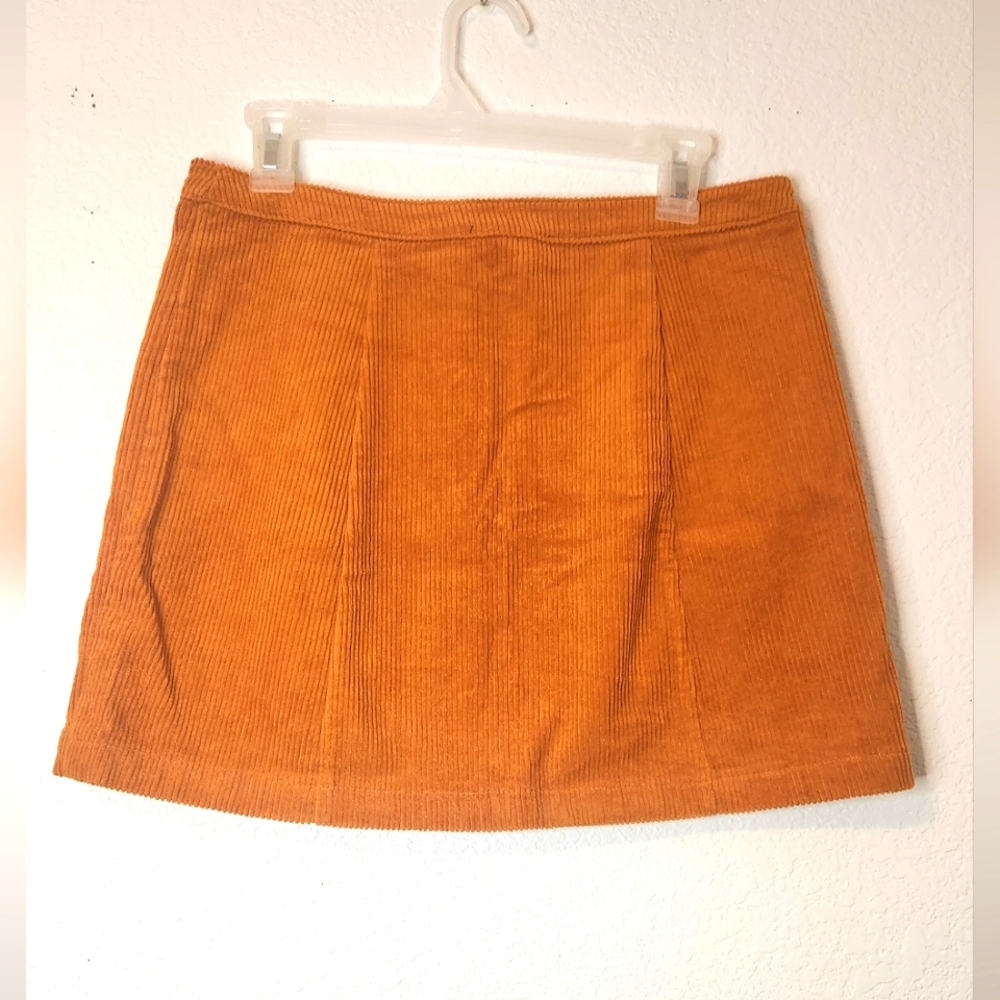 Forever 21 Orange Corduroy Mini Skirt,‎ Size L - Picture 2 of 7